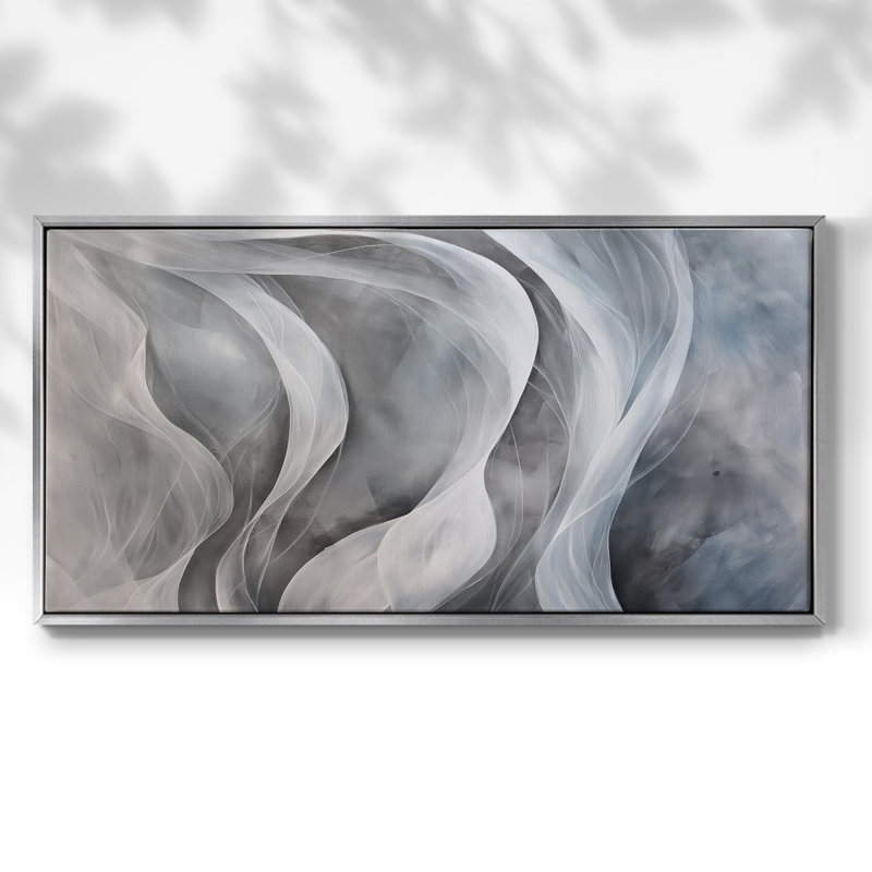 Abstract Series-CDLXXXIII- Framed Gallery Wrapped Canvas -Ready to Hang, 21" H x 41" W, Silver