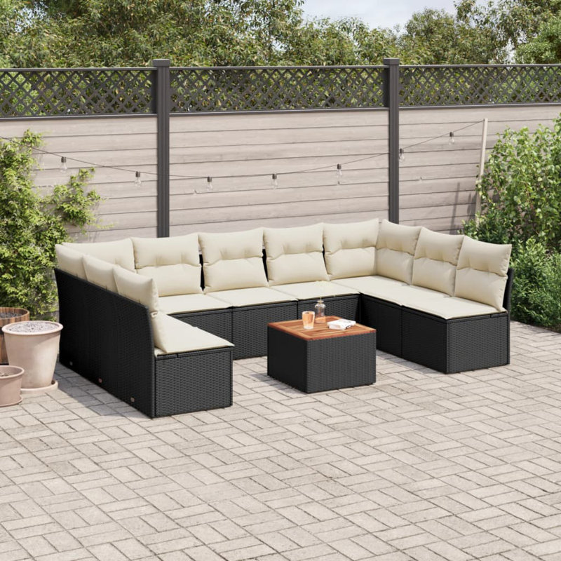 Ensemble de canapé de jardin Vidaxl, Blanc, Noir