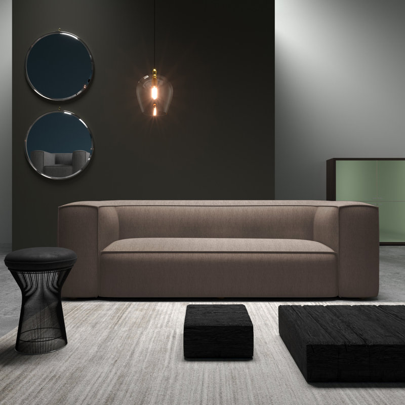 Varick Oversize Track-Arm Sofa with Flange, Box Weave Linen Pumice, 30" H x 108" W x 41" D, Weathered