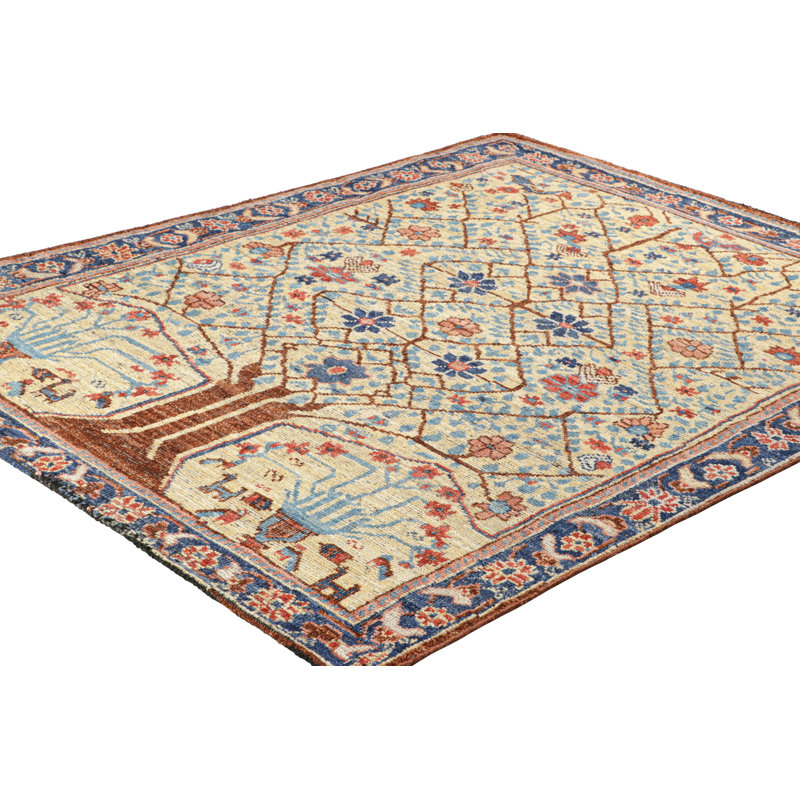 Rug & Kilim’S  Bakhtiari Style Rug In Beige With Colorful Floral Patterns, Rectangle 6' x 9'