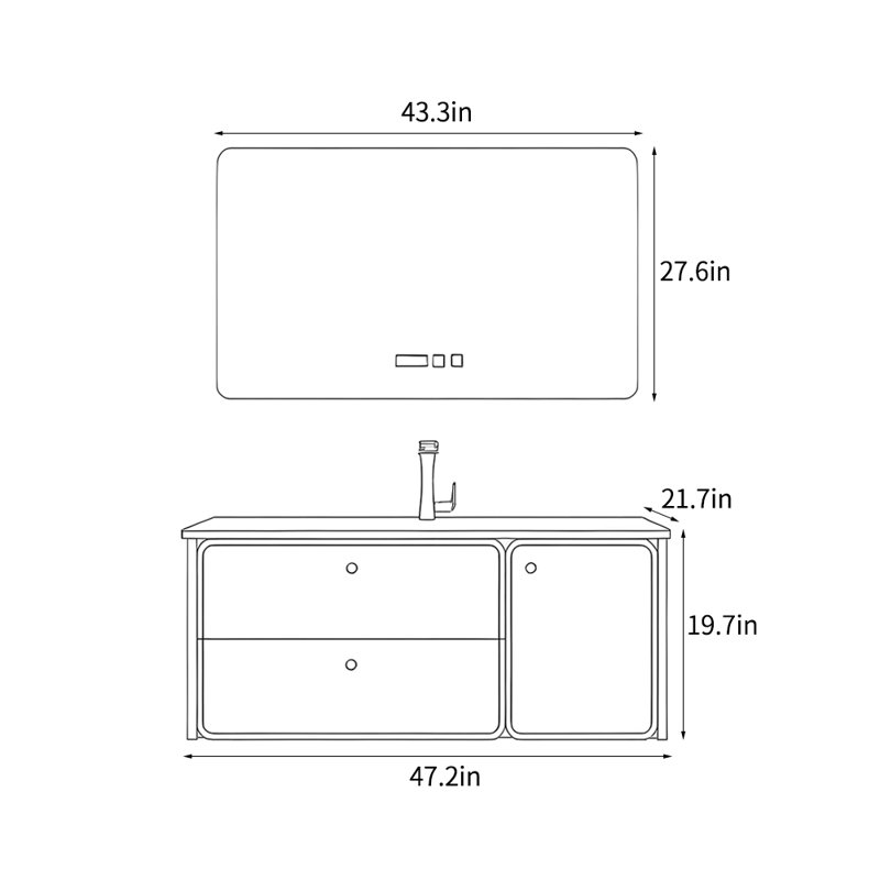 Modern stylish simple bathroom cabinet, 19.7" H x 47.2" W x 21.7" D, Pink