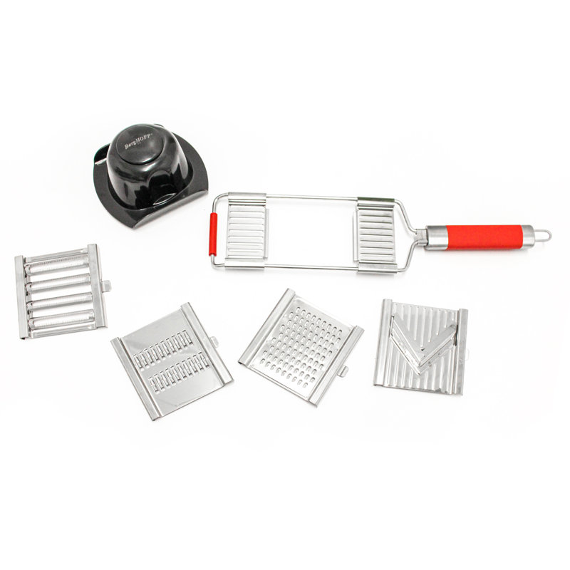 BergHOFF 6Pc Multi-Slicer Pro Mandolin and Grater Set, Red