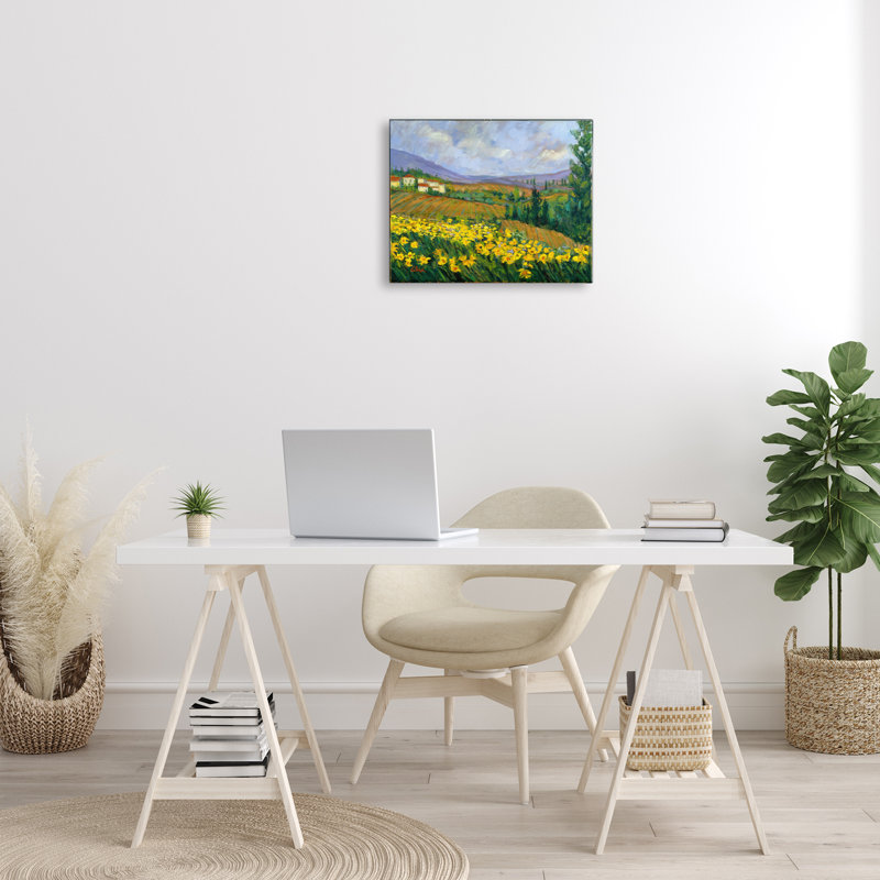 "Daffodil Field" par Farm, art mural sur toile par Alexi Fine, H 16 po x l 20 po