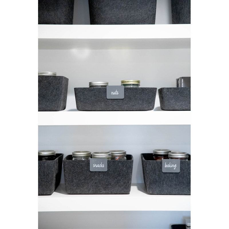 Sculpted Felt Storage Long Bin, Carbon