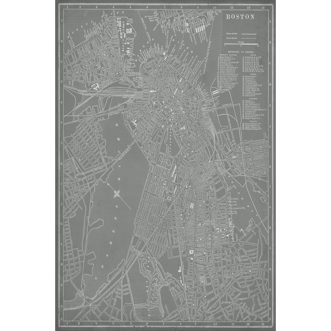 Leinwandbild Stadtplan von Boston von Vision Studio