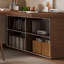 Bureau simple en L en bois massif avec armoire de rangement-580467604