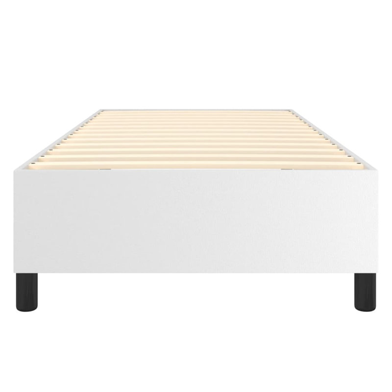 Box Spring Bed Frame White Twin XL Faux Leather , Twin XL, White, 13.8"