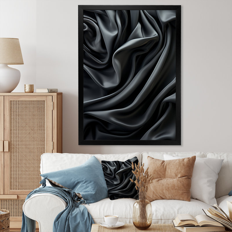 Silk Fractal Noir Curves II - impression d'art mural fractal, Cadre photo noir, H 20 po x l 12 po x P 1 po
