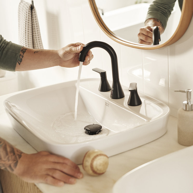 American Standard Aspirations 18'' Vitreous China Rectangular Bathroom Sink with Faucet and Overflow, 8" Centers
