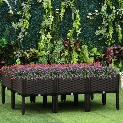 6 Piece Raised Garden Bed From - Self-Watering Elevated Planters For Outdoor Veggies And Reliable 15.35In L X W 17.02In H Polypropylene Construction