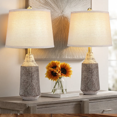 ChenJoss 23" Ceramic Table Lamp Set, suitable for bedrooms, living rooms, desks, and offices (Set of 2)