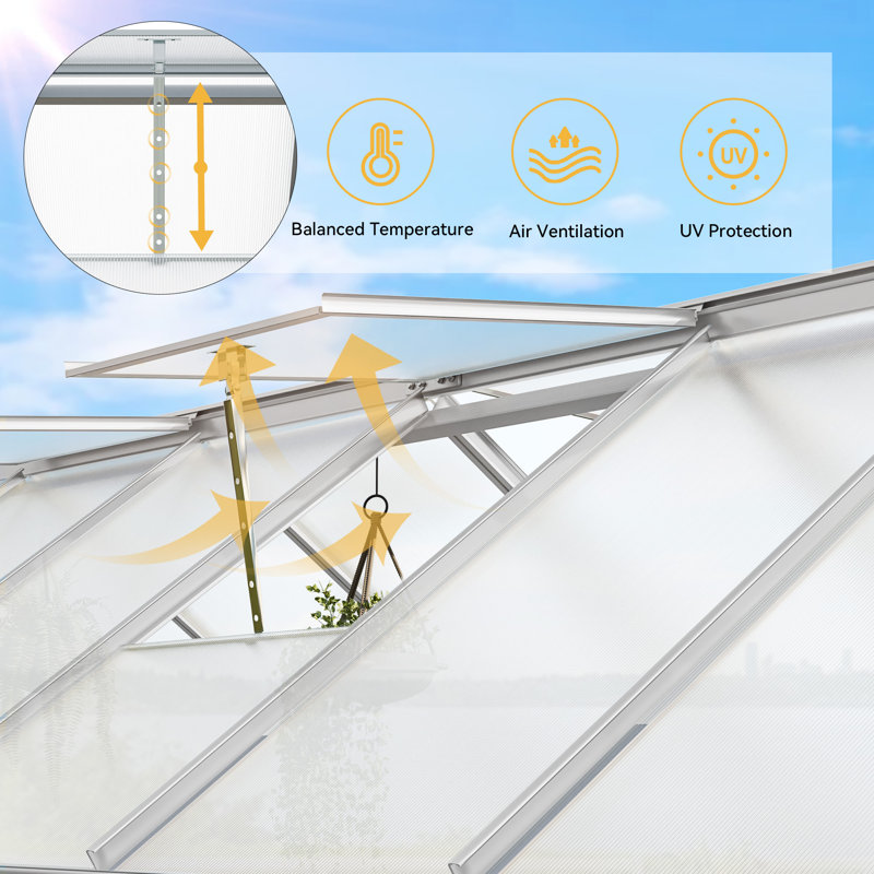 6FT X 12FT Polycarbonate Greenhouse With Aluminum Frame