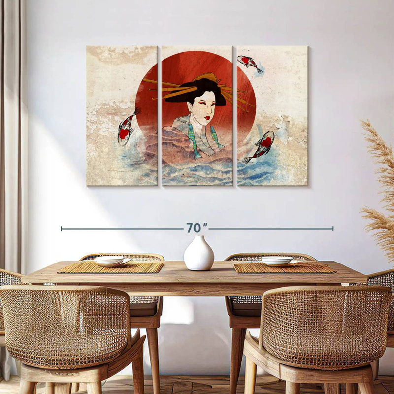 Koi et Geisha japonais Leisha, H 36 po x l 57 po