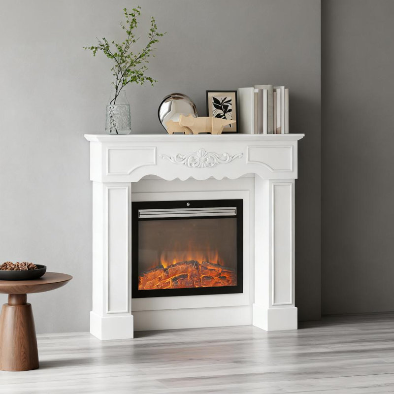 Lifesky Fireplace Mantel For Electric Fireplaces: Baroque Style Freestanding Surround - White Painted Fir Wood & Mdf Construction For Historic Home Restoration With Anti-tipping Kit & Decorative Top