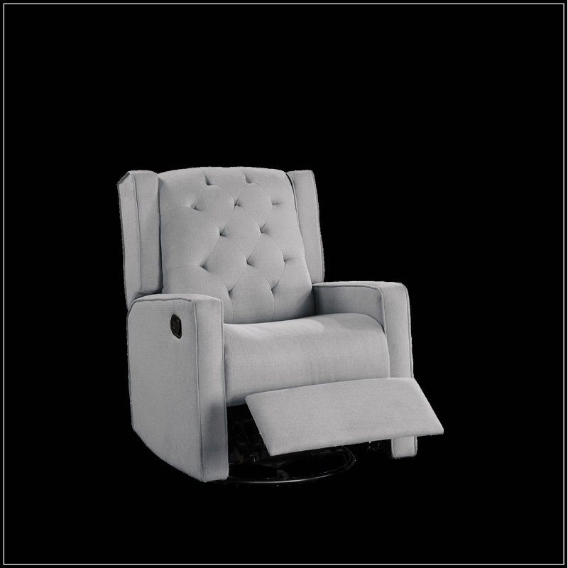 Fauteuil inclinable contemporain pivotant gris foncé avec coussin capitonné et mouvement manuel pour le confort et le style du salon