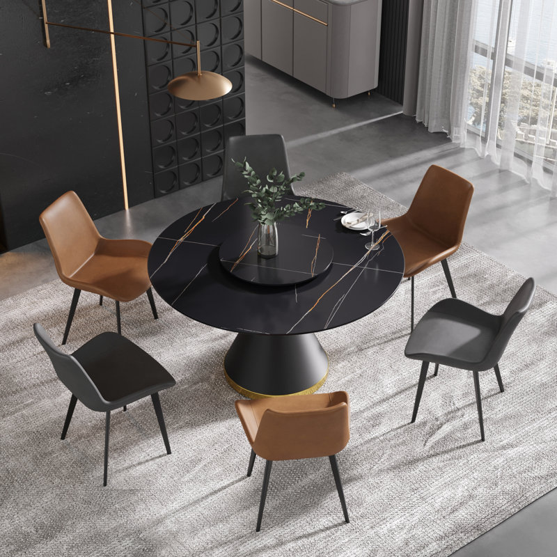 Table de salle à manger Ryding, Noir, H 29,5 po x L 53 po x l 53 po