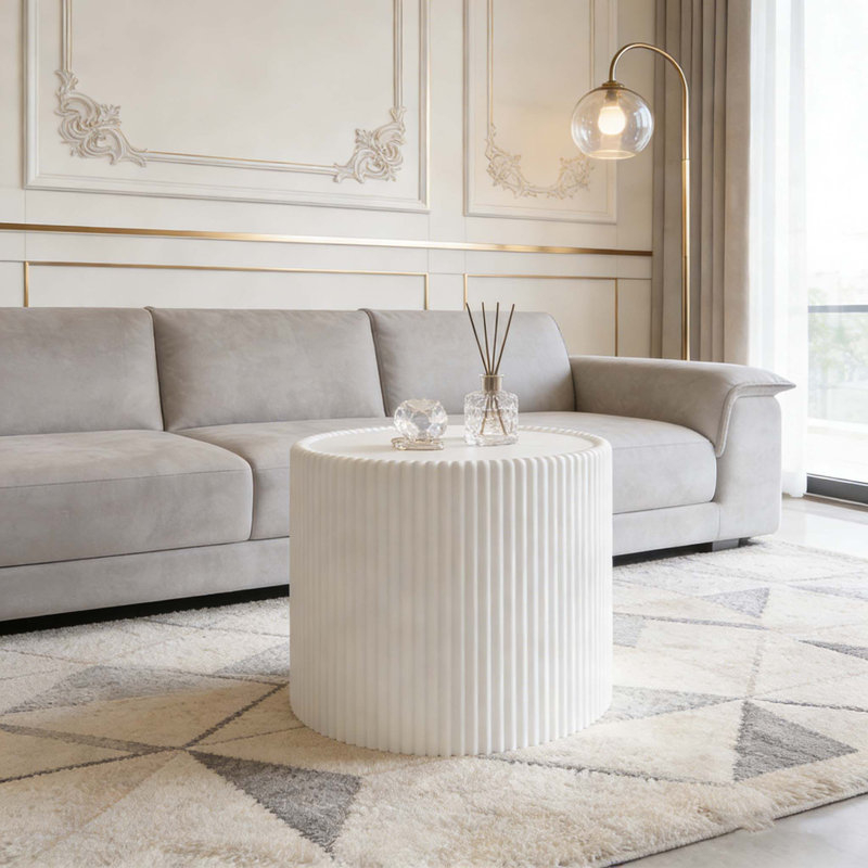 Table basse moderne en cuir fritté clair, H 17,71 po x L 17,71 po x l 17,71 po