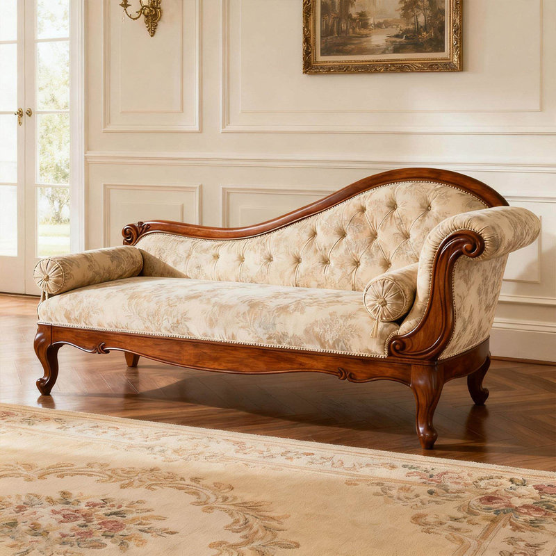 Chaise impériale en bois massif beige clair de style européen 70,87 po