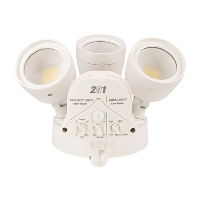 240 Degree LED Motion Sensor Light Outdoor White 3 Head Flood Security Light 1800 to 3600 Lumens