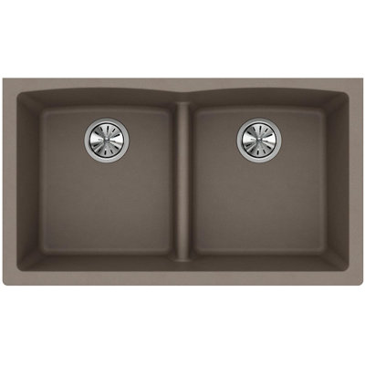 Évier de cuisine à double cuve encastrée avec diviseur turquoise Quartz Classic 33 po x 19 po x 10 po