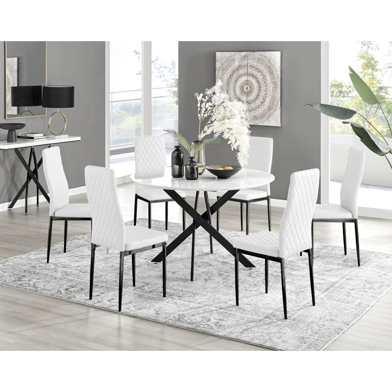 Ensemble de table de salle à manger Tierra Sleek, Blanc / noir