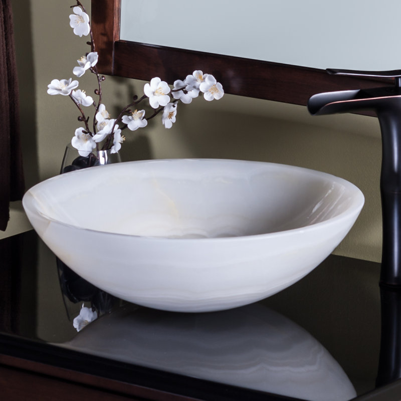 Lavabo de salle de bain vasque circulaire en pierre, Tons de crème