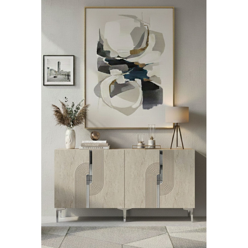 Console, Beige/Argenté