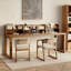 Bureau rectangulaire en bois massif brun noisette-966718488