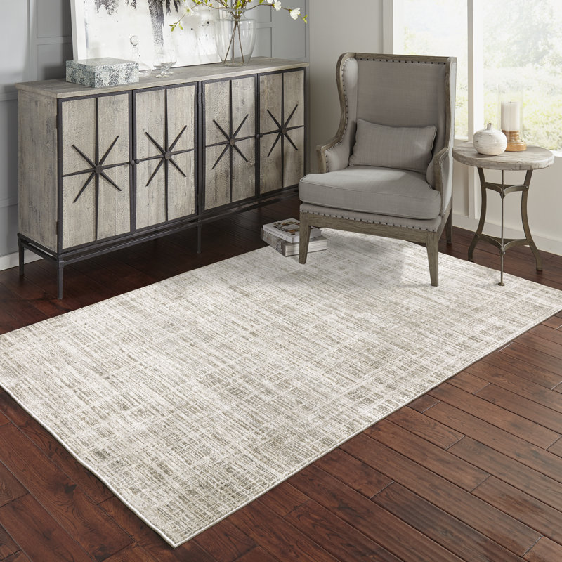 Tapis beige / ivoire à motif abstrait Gwern, Rectangle 6 pi 7 po x 9 pi 6 po