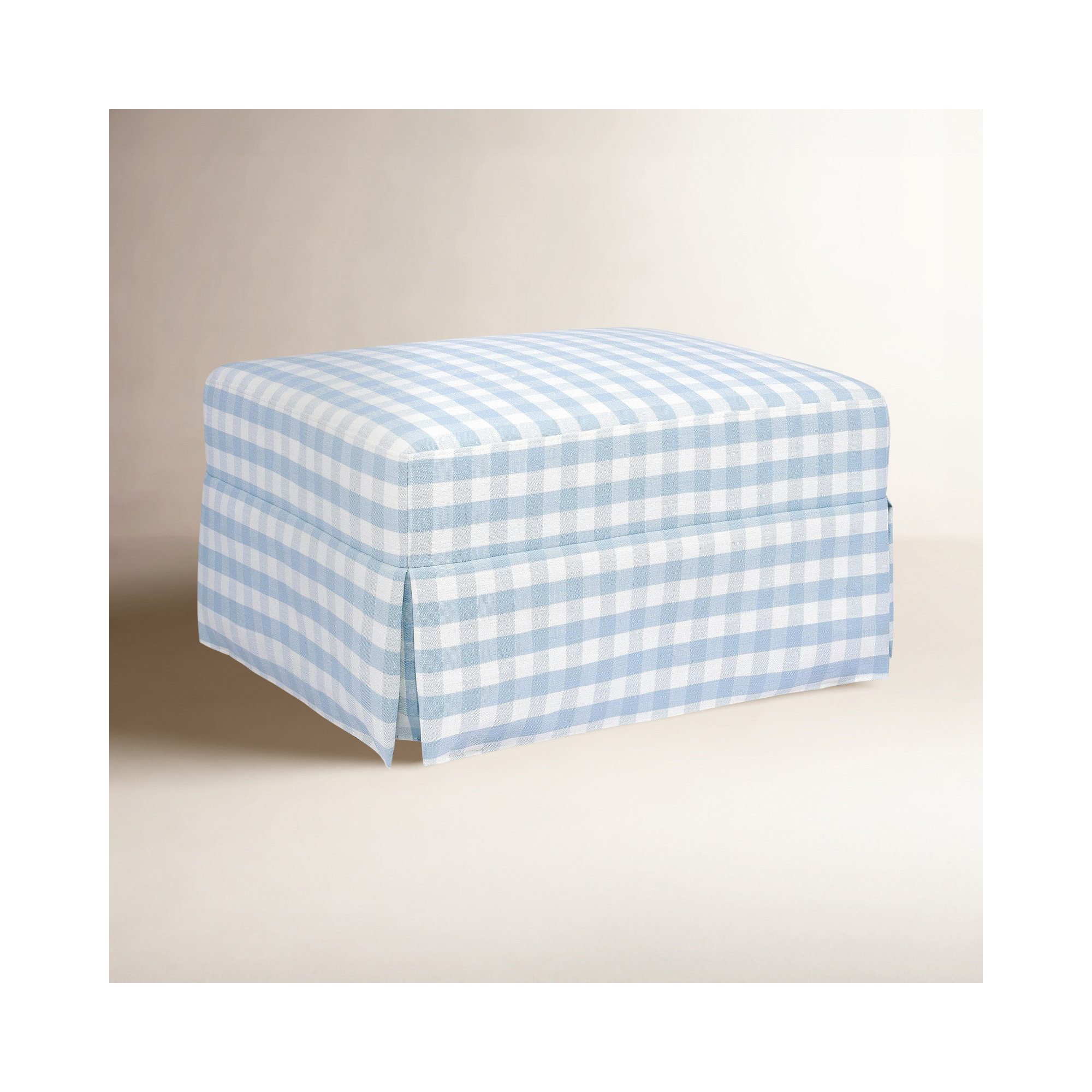 Crawford Upholstered Ottoman, Blue Gingham