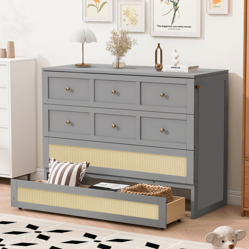 Lit escamotable double avec grands tiroirs, Gris