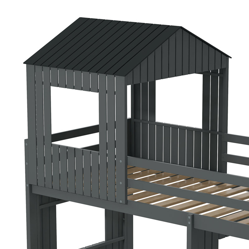 Hummel Kids Twin Over Full Bunk Bed, Gray