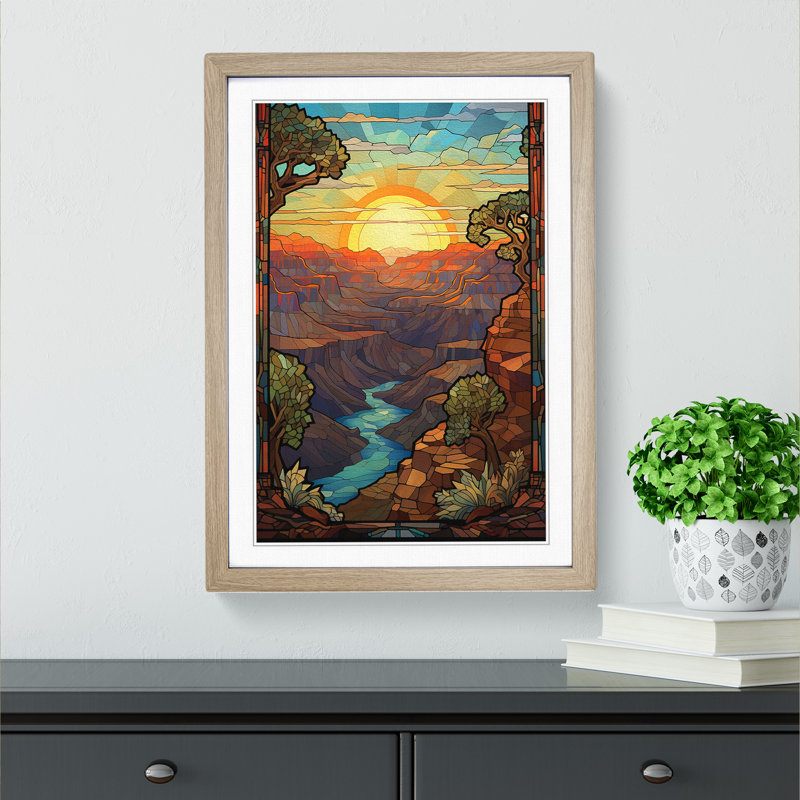 Grand Canyon Nouveau - Single Picture Frame Print on Wood