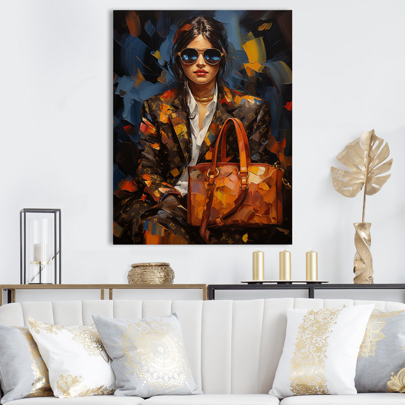 Art sur toile, mode brune et bleue, Toile tendue, H 20 po x l 12 po x P 1 po