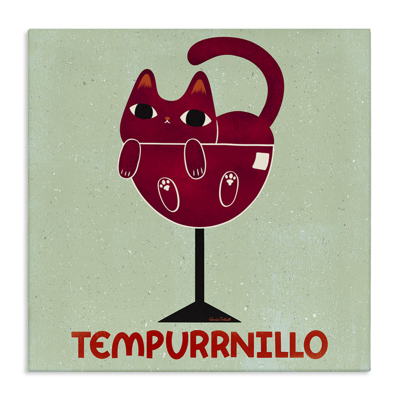 Toile Tempurrnillo Cat Wine, design par Carrie Cantwell, H 36 po x l 36 po