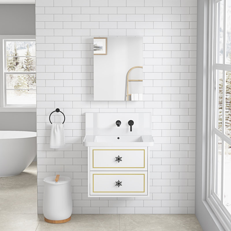 Armoire pour miroir de salle de bain 20 po x 26 po - Bois d'ingénierie blanc. Fixé au mur. Encastré / Surface. Tient les rasoirs en toute sécurité. Coffre de rangement avec portes 20,83 lb à droite, l 20 po x H 26 po, blanc, bois, monté