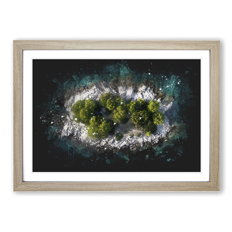 Island in Croatia - Picture Frame Painting, 65cm H x 90cm W x 2cm D, Oak