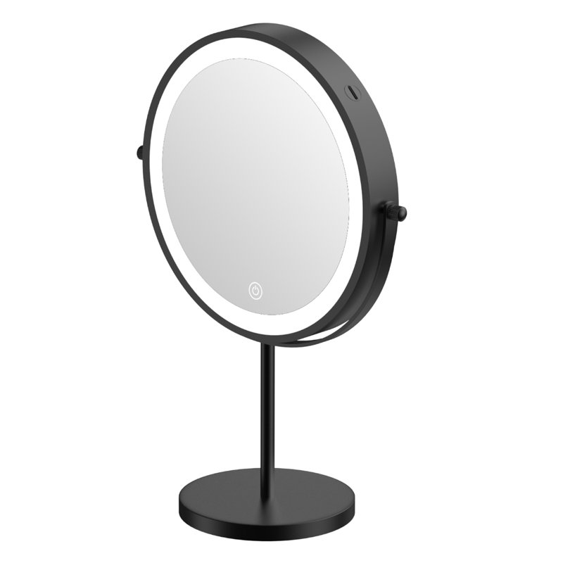 Miroir de plancher rond en métal Dillwyn, Noir mat