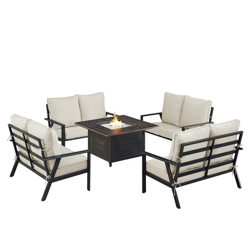 Tetsuya Outdoor 6 - Piece Conversation Set, Light Gray