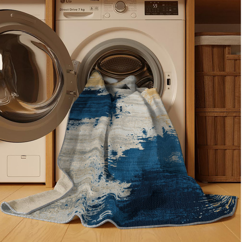 Tapis gris aquarelle lavable à la machine, Tapis de couloir 2 pi x 5 pi