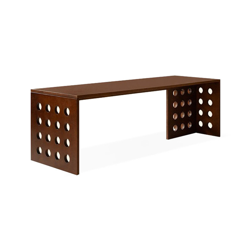 Bureau rectangulaire brun en bois massif, H 29,53 po x l 70,87 po x P 27,56 po