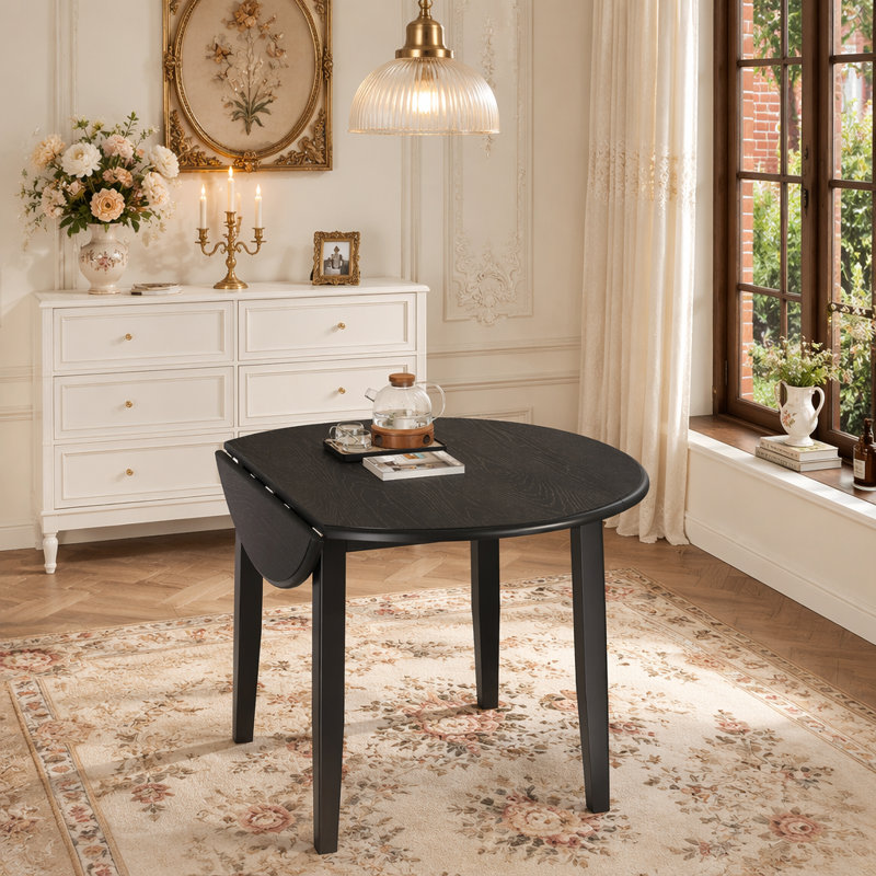 Table de salle à manger extensible ronde pour 2 à 4 personnes, table de salle à manger pliante en bois avec taille réglable, conception peu encombrante pour les petits appartements et les salles à manger