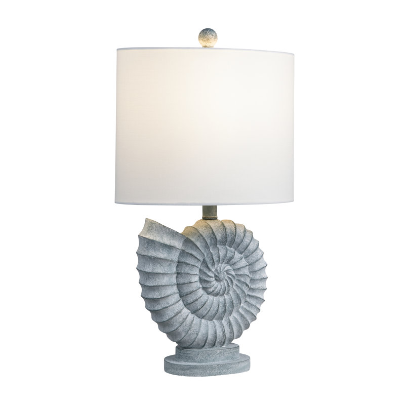 Resin Shell Table Lamp With Shade, Blue