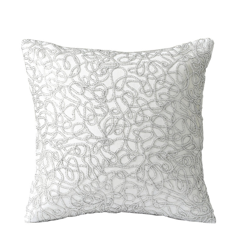 Coussin décoratif en polyester, Housse de coussin seulement - sans coussin, Argent, Abstrait
