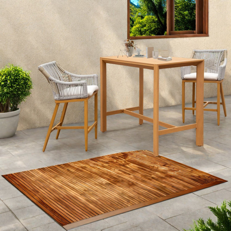 Tables de patio modernes, table à hauteur de barre en grain de bois en métal pour les repas à domicile