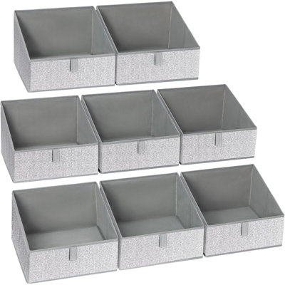 Foldable Trapezoid Storage Bins With Handles, Closet Organizers And Storage Baskets For Toys, Books, Clothes, 8-Pack Blended Gray