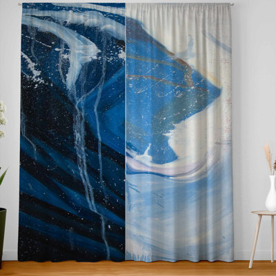 Abstract Wave in Motion Blackout Curtains - Home Decor Pair