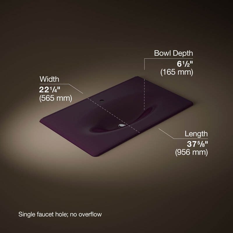 Iron Impressions 38" Single Bathroom Vanity Top, Black Plum, Single