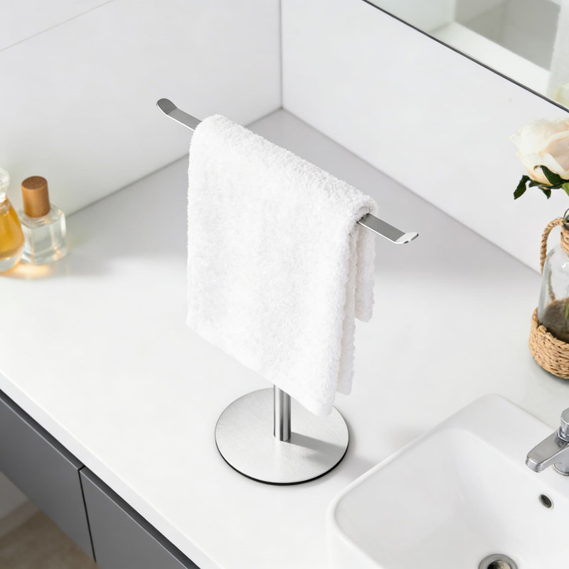 Porte-serviettes en T en acier inoxydable avec base antidérapante - Porte-serviettes de comptoir pour meuble-lavabo et cuisine