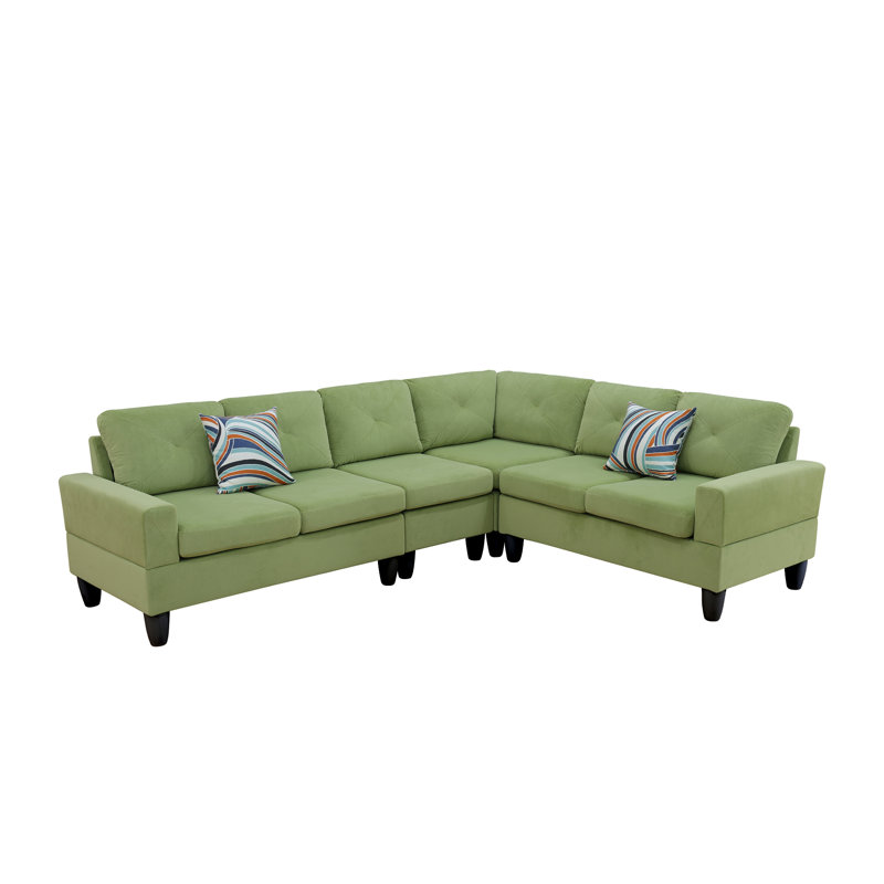 Antania 4 - Piece Upholstered Sectional, Green Microfiber / Microsuade
